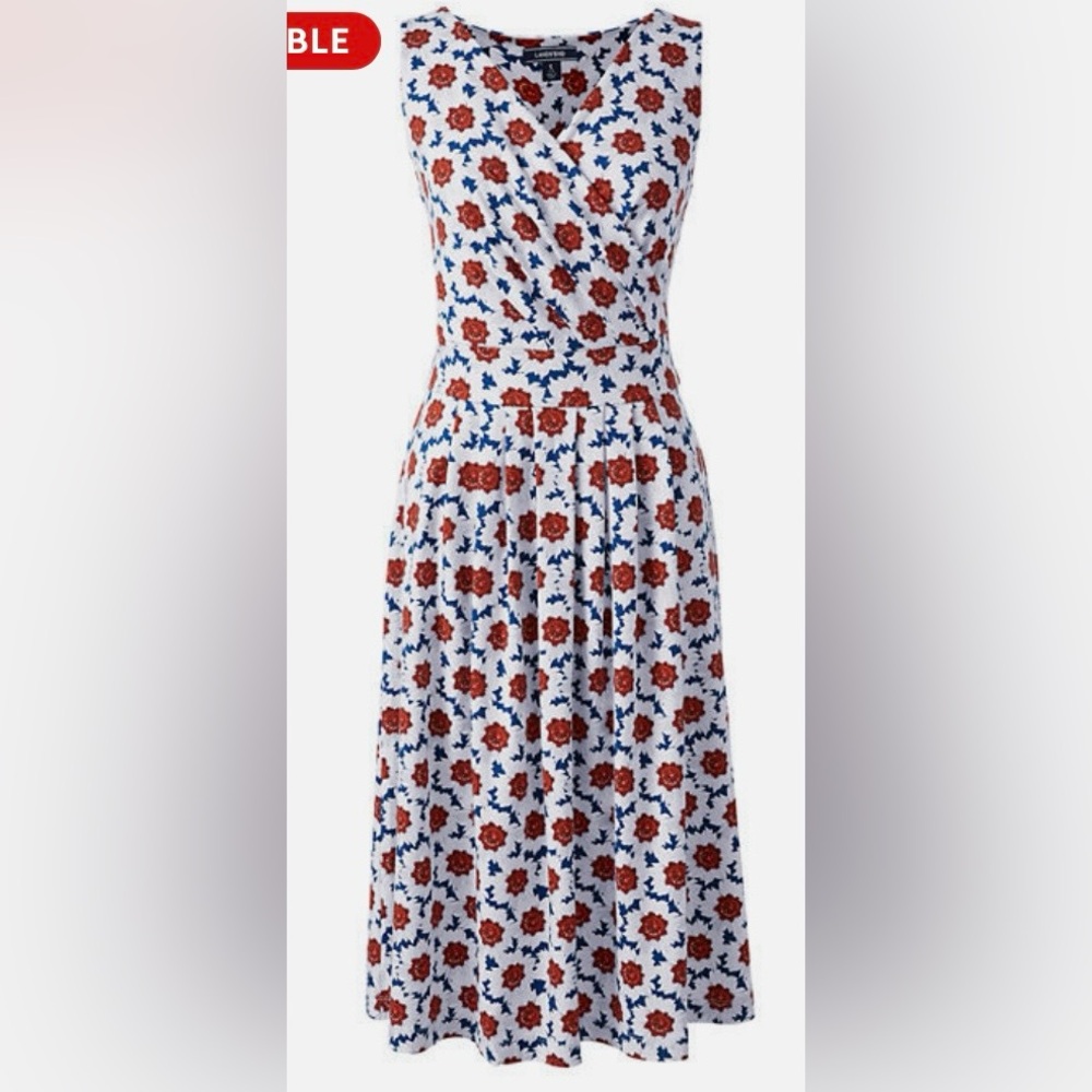 Lands End Women's Fit and Flare Dress Large floral print. Size M
